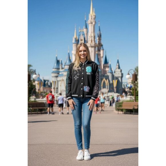 Disney Jackets & Blazers - Disney Stitch & Angel Ladies Black Letterman Style Jacket Size L